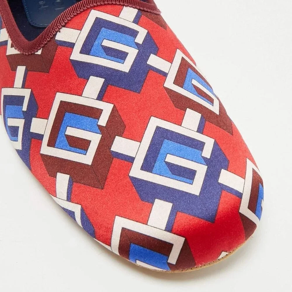Mens Gucci Red Satin Voyage Geometric G Slippers Sz: UK 11 / EU 45 / US 11.5 NIB